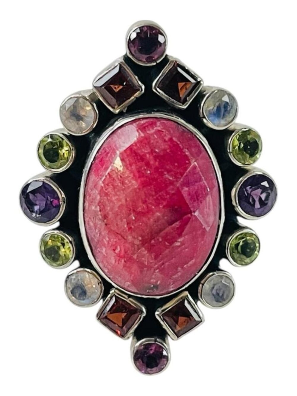 Nicky Butler Sterling Silver Faceted Ruby Red Corundum Multi-Stone Ring